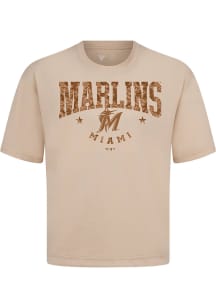 Levelwear Miami Marlins Oatmeal Signature Knit Archway Camo Short Sleeve Fashion T Shirt