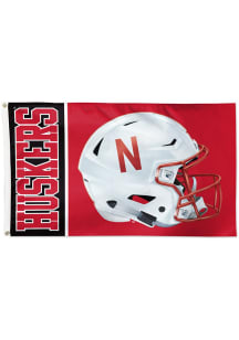 Nebraska Cornhuskers Helmet 3x5 Silk Screen Grommet Flag - Scarlet Red