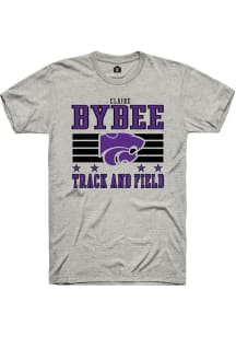 Claire Bybee K-State Wildcats Ash NIL Striped Short Sleeve Player T Shirt