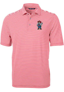 Cutter and Buck Nebraska Cornhuskers Mens Red Virtue Pique Stripe Short Sleeve Polo