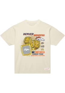 Mitchell and Ness Denver Broncos White Super Bowl Rings Short Sleeve Fashion T Shirt
