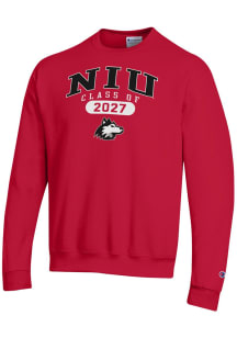 Champion Northern Illinois Huskies Mens Red Pill Class of 2027 Powerblend Long Sleeve Crew Sweatsh..
