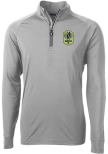 Cutter and Buck Nashville SC Mens Grey Adapt Eco Knit Long Sleeve Qtr Zip Pullover