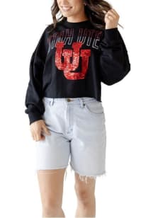 Gameday Social Utah Utes Womens Black Heather Starlite Crew Sweatshirt