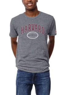 League Harvard Crimson Grey Heather HARVARD ARCH RUGBY BALL ICON RUGBY Short Sleeve Fashion T Shir..