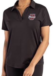 Cutter and Buck Massachusetts Minutemen Womens Black Coastline Short Sleeve Polo Shirt
