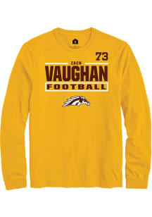 Zach Vaughan Western Michigan Broncos Gold Football NIL Stacked Box Long Sleeve Player T Shirt