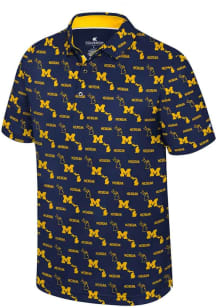 Colosseum Michigan Wolverines Youth Navy Blue Truthsayer Short Sleeve Polo Shirt