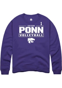 Caleigh Ponn K-State Wildcats Mens Purple NIL Stacked Box Player Crew