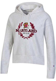 Champion Maryland Terrapins Womens Silver Reverse Weave Hooded Sweatshirt