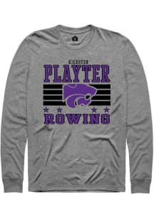 Kiersten Playter K-State Wildcats Grey NIL Striped Long Sleeve Player T Shirt