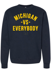Michigan Wolverines Mens Navy Blue Michigan Vs. Everybody Long Sleeve Crew Sweatshirt