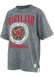 Pressbox Maryland Terrapins Womens Charcoal Falkland Moonstone Short Sleeve T-Shirt