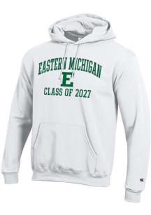 Champion Eastern Michigan Eagles Mens White Primary Class of 2027 Powerblend Long Sleeve Hoodie