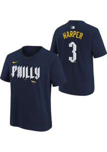 Bryce Harper Philadelphia Phillies Youth Navy Blue City Connect NN Player Tee