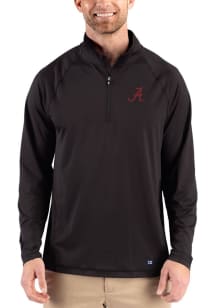Cutter and Buck Alabama Crimson Tide Mens Black Prospect Eco Big and Tall Qtr Zip