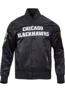Pro Standard Chicago Blackhawks Mens Black Classic Satin Light Weight Jacket