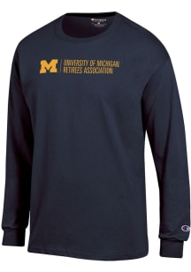 Champion Michigan Wolverines Navy Blue Retirees Association Jersey Long Sleeve T Shirt