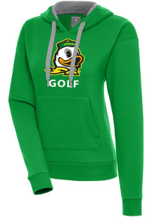 Antigua Oregon Ducks Womens Green Golf Victory Hooded Sweatshirt