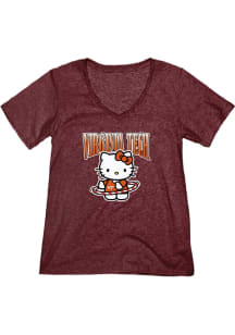 Blue 84 Virginia Tech Hokies Womens Maroon Hello Hoops Short Sleeve T-Shirt