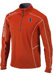 Columbia Illinois Fighting Illini Mens Orange Heat Seal Omni Wick Shotgun Long Sleeve Qtr Zip Pull..