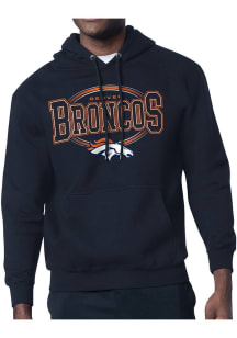 Starter Denver Broncos Mens Navy Blue Team Track Long Sleeve Hoodie