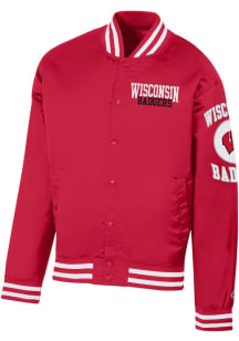 Champion Wisconsin Badgers Mens Red Satin Bomber Medium Weight Jacket