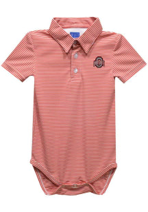 Vive La Fete Ohio State Buckeyes Baby Red Pencil Stripe Short Sleeve One Piece Polo