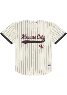 Mitchell and Ness Kansas City Chiefs Mens Cream City Script Baseball Jersey