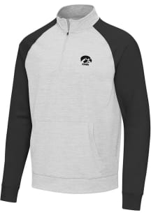 Antigua Iowa Hawkeyes Mens Black Urgent Colorblock Long Sleeve Qtr Zip Pullover
