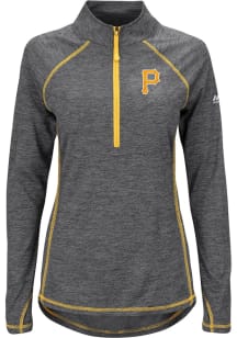 Majestic Pittsburgh Pirates Womens Black Don’t Stop Trying Qtr Zip Pullover