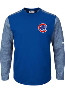 Majestic Chicago Cubs Mens Blue On-Field Tech Long Sleeve Sweatshirt