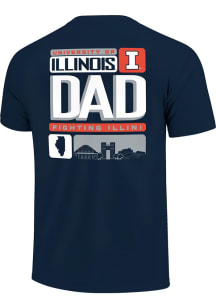 Illinois Fighting Illini Navy Blue Tiles Dad Short Sleeve T Shirt