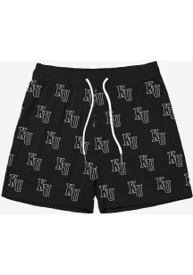 SLAM Kansas Jayhawks Mens Black Monochromatic All Over Logo Shorts