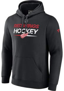 Detroit Red Wings Mens Black AUTHENTIC PRO HOCKEY Long Sleeve Hoodie