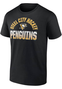 Pittsburgh Penguins Black Cotton Open Net Short Sleeve T Shirt