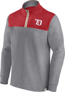 Detroit Red Wings Mens Grey Heritage Cotton Long Sleeve Qtr Zip Pullover