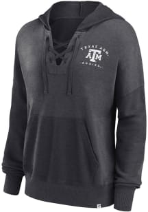 Texas A&M Aggies Womens Charcoal Lace Up Hooded Sweatshirt