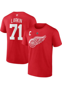 Dylan Larkin Detroit Red Wings Red Authentic Stack Graphic Short Sleeve Player T Shirt