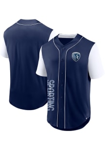 Sporting Kansas City Mens Navy Blue Balance Baseball Jersey
