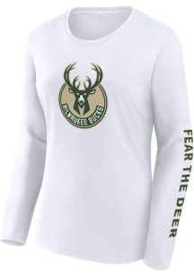 Milwaukee Bucks Womens White Point LS Tee
