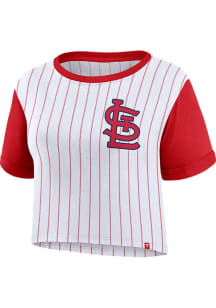 St Louis Cardinals Womens White Biblend Pinstripe Short Sleeve T-Shirt