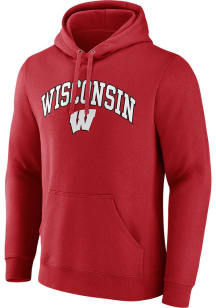 Wisconsin Badgers Mens Red Arch Graphic Long Sleeve Hoodie