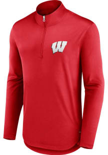 Wisconsin Badgers Mens Red Primary Logo Long Sleeve Qtr Zip Pullover