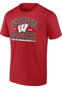 Wisconsin Badgers Red Script Primary Logo Short Sleeve T Shirt