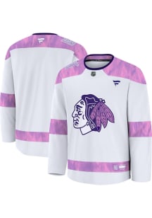 Chicago Blackhawks Mens White Hockey Fights Cancer Hockey Jersey