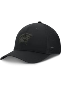 Columbus Blue Jackets Mens Black Tonal Structured Stretch Spacer Mesh Flex Hat