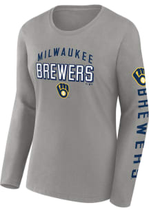 Milwaukee Brewers Womens Grey Ball LS Tee