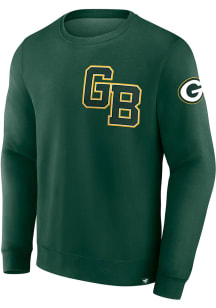 Green Bay Packers Mens Green Varsity Letter Long Sleeve Crew Sweatshirt
