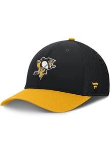 Pittsburgh Penguins Mens Black 2T Structured Stretch Spacer Mesh Flex Hat